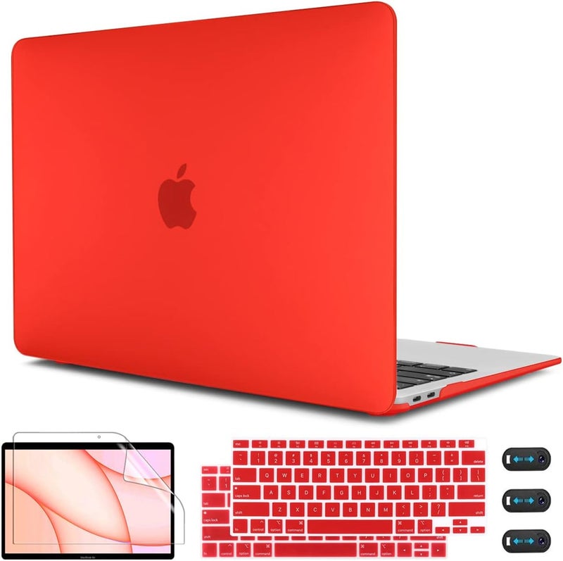 CISSOOK Cover for MacBook Air 13 Inch Case Red, Plastic Hard Shell Case with Keyboard Cover for MacBook Air 13 A2337 M1 A2179 A1932 Model 2021-2018 Release with Touch ID, Matte Red - Image 1